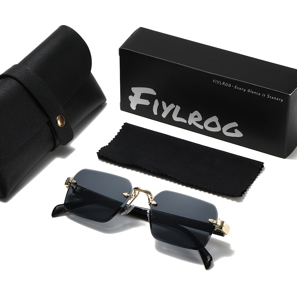 Unisex Frameless Square Vintage Sunglasses with UV400 Protection