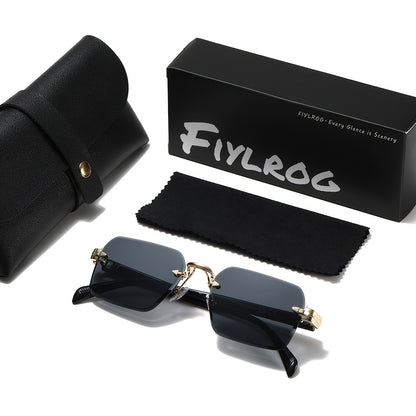 Unisex Frameless Square Vintage Sunglasses with UV400 Protection