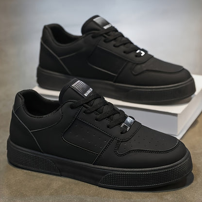 A Pair of Breathable Skate Shoes - Stylish White Low-Top Casual Sneakers with a Durable PU Upper And PVC Sole, Featuring Comfortable Laces, Suitable for All Seasons - ayq