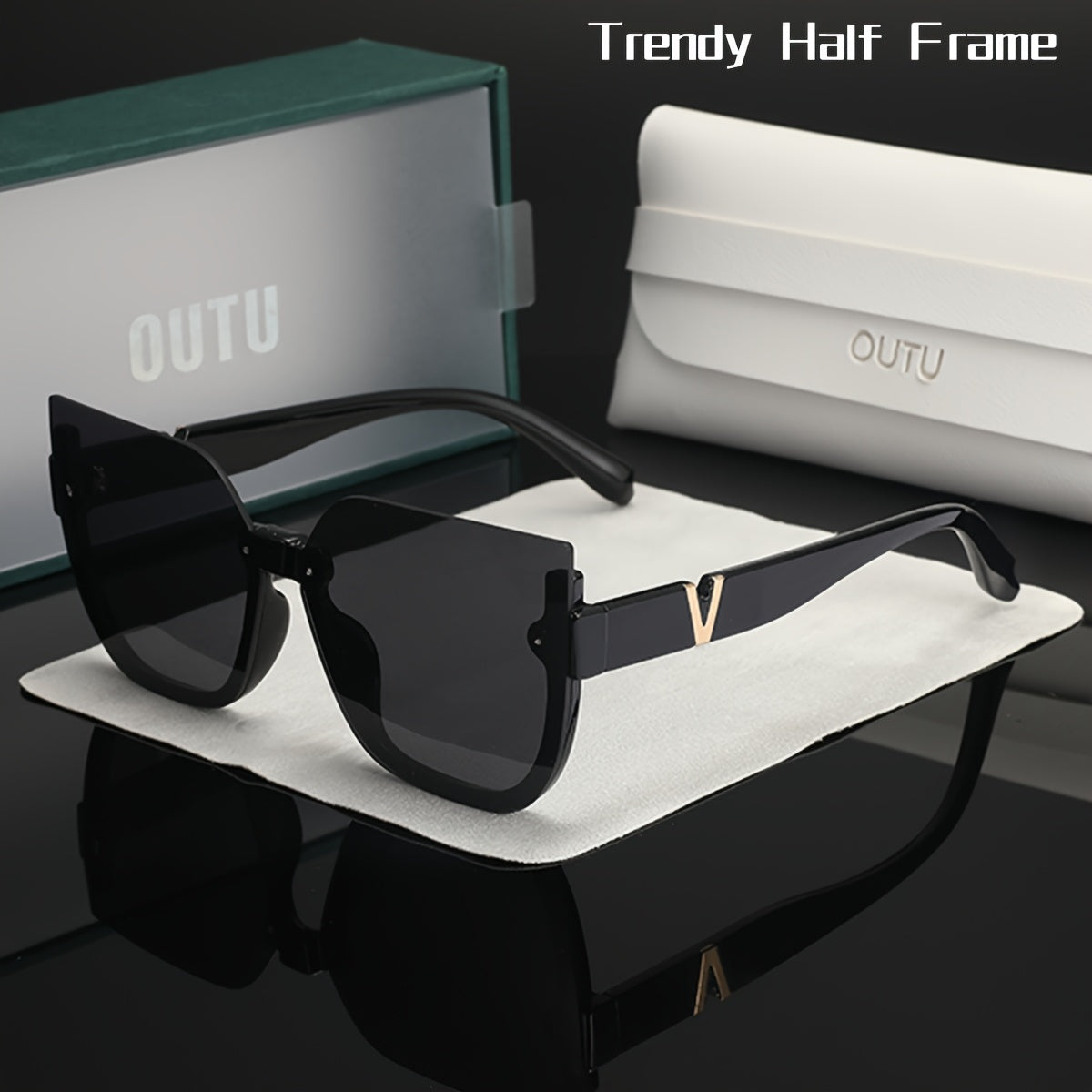 Trendy Semi-Rimless Cat-Eye Women's Eyewear with Polycarbonate Frame