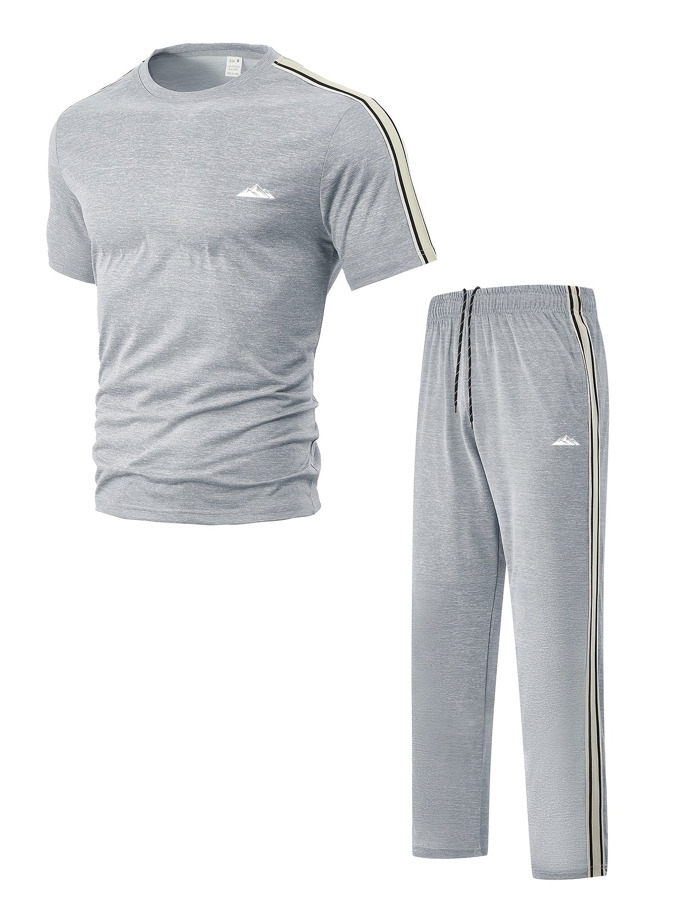 Men's Summer Quick-Dry Tracksuit Set with Striped Tee & Sweatpants
