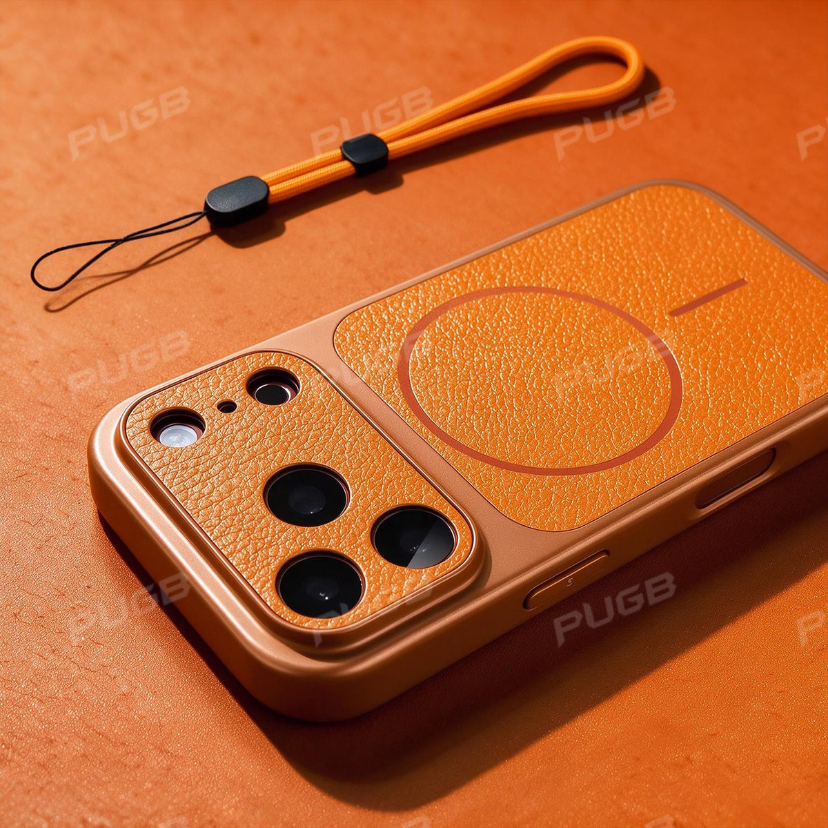 Luxury Retro Faux Leather Magnetic Phone Case with Lanyard for iPhone