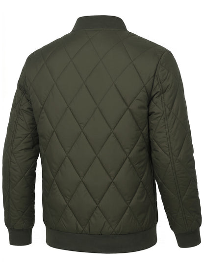 Men's Casual Padded Baseball Collar Coat with Chest Print