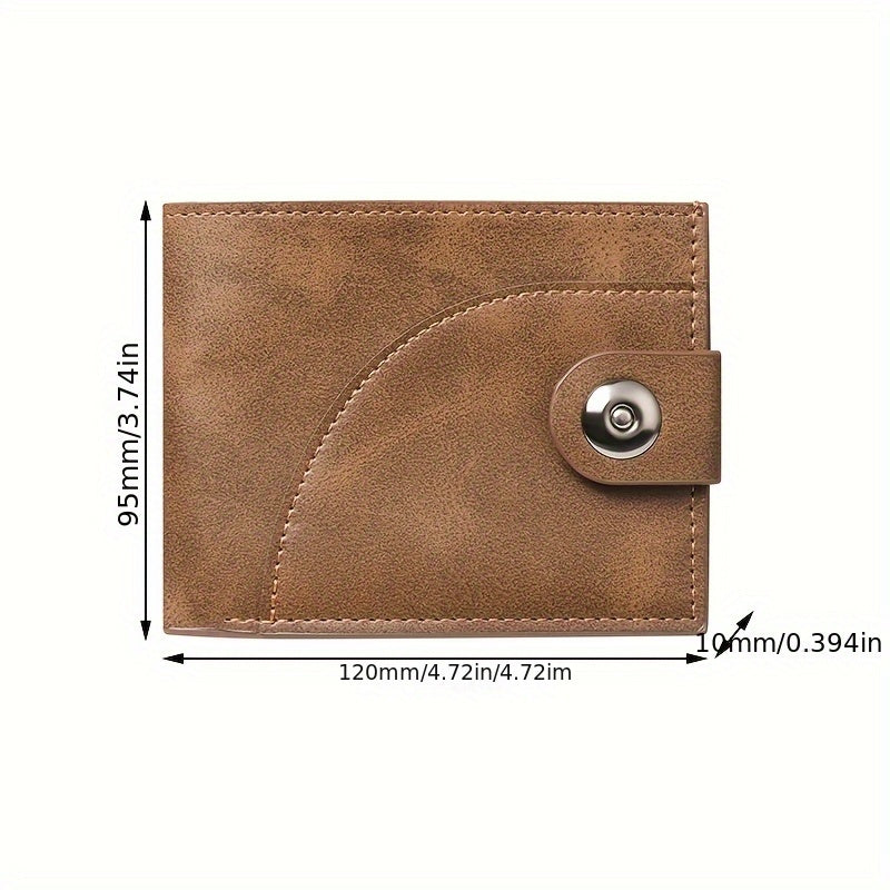 Men's Short Wallet with Magnetic Closure, PU Leather Bill Holder, Travel Document Pouch, Everyday Use Card Holder, Unisex Coin Purse