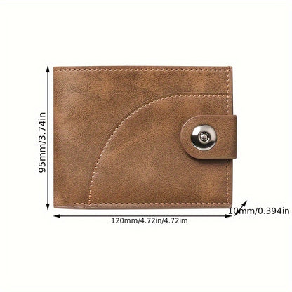 Men's Short Wallet with Magnetic Closure, PU Leather Bill Holder, Travel Document Pouch, Everyday Use Card Holder, Unisex Coin Purse