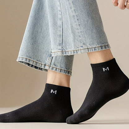 5pairs Men's Thin Mesh Breathable Sweat Absorption Socks For Summer, Men's Trendy Socks