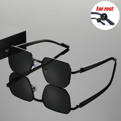 Unisex Black Polygonal Sunglasses with UV400 Protection
