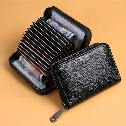 1pc Men'S Casual Faux Leather Wallet & Business Card Case, Black, Universal, PU Material, Smooth, Durable, Multi-Purpose, Large Capacity, with Multi-Card Slot, ID Card Bag, Zipper Pocket, Stylish, Safe, Anti-Degaussing, for D
