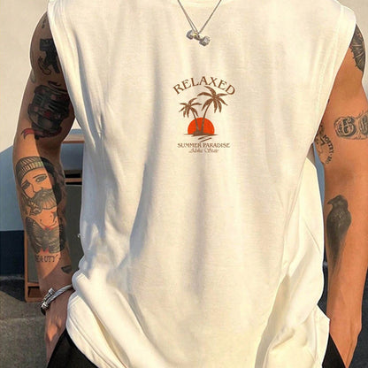 Տպել Հարմարավետ շնչառական վերնաշապիկ, տղամարդկանց պատահական ձգվող անթև վերնաշապիկ ամառային մարզասրահի մարզումների համար բասկետբոլ