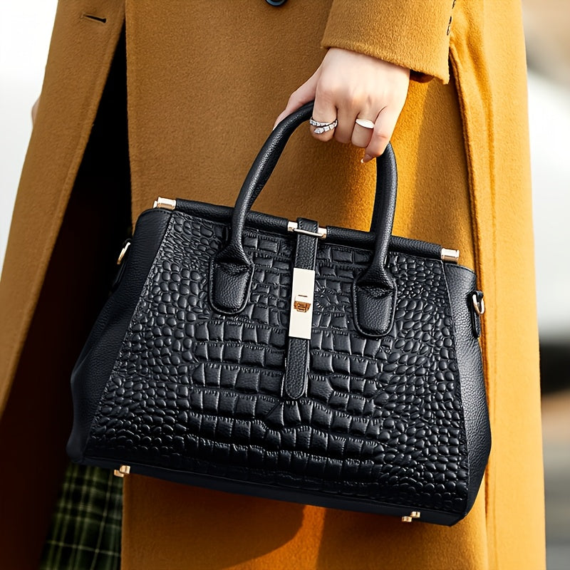 Women's Genuine Leather Crocodile-Pattern Crossbody Bag