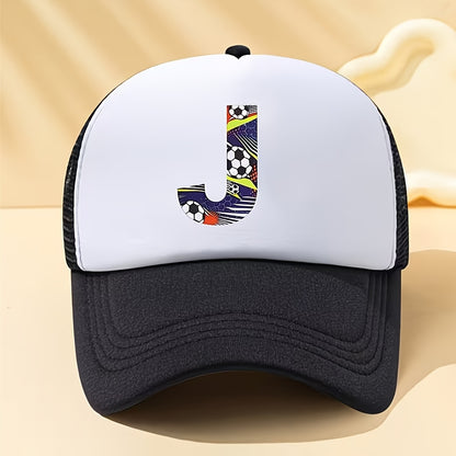 Boys' Breathable Soccer Alphabet Mesh Baseball Cap - Summer Style