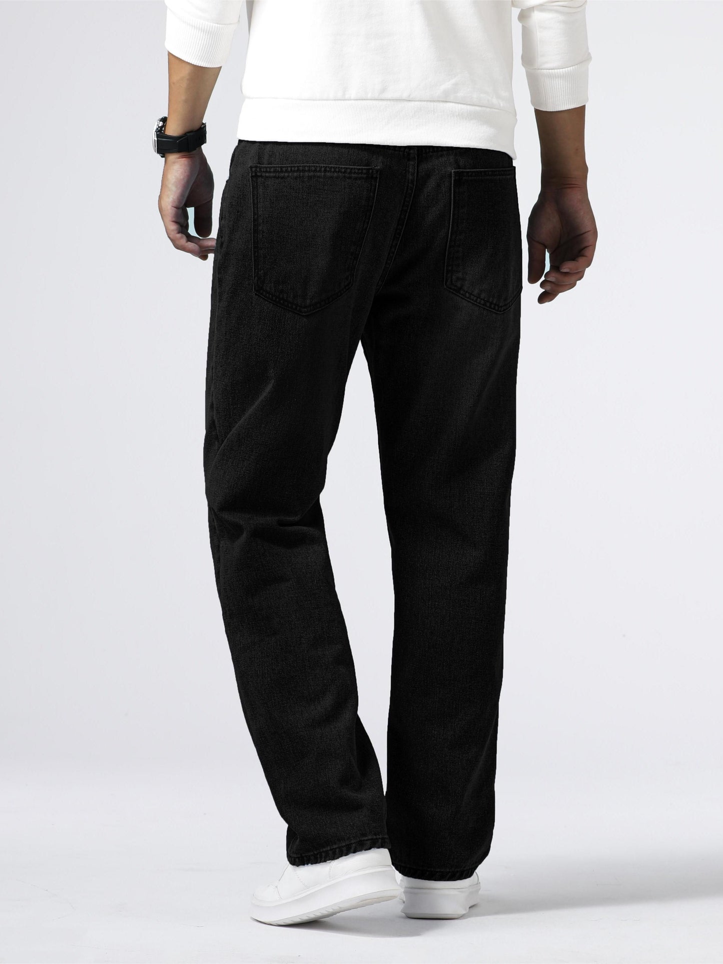 Loose Fit Straight Leg Jeans, Men's Casual Street Style Distressed Denim Pants For All Seasons