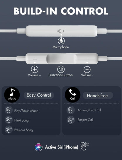 Antool Wired Earbuds,【Ultra Clear Calls & No Noise】 Headphones Earbuds Wired 3.5Mm, In-Ear Earphones with Mic, Compatible with Iphone/Ipad/Android/Laptop/Pc 【2 Pack】