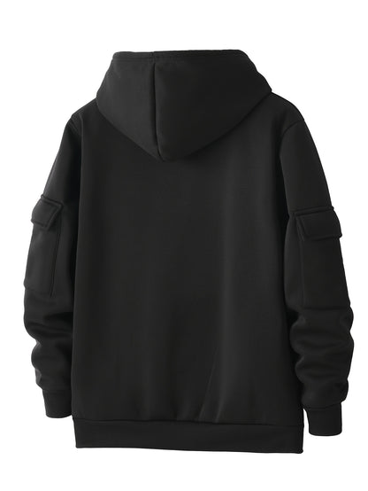 Men's Casual Zip Hoodie and Loose Cargo Pants Set - Breathable Polyest