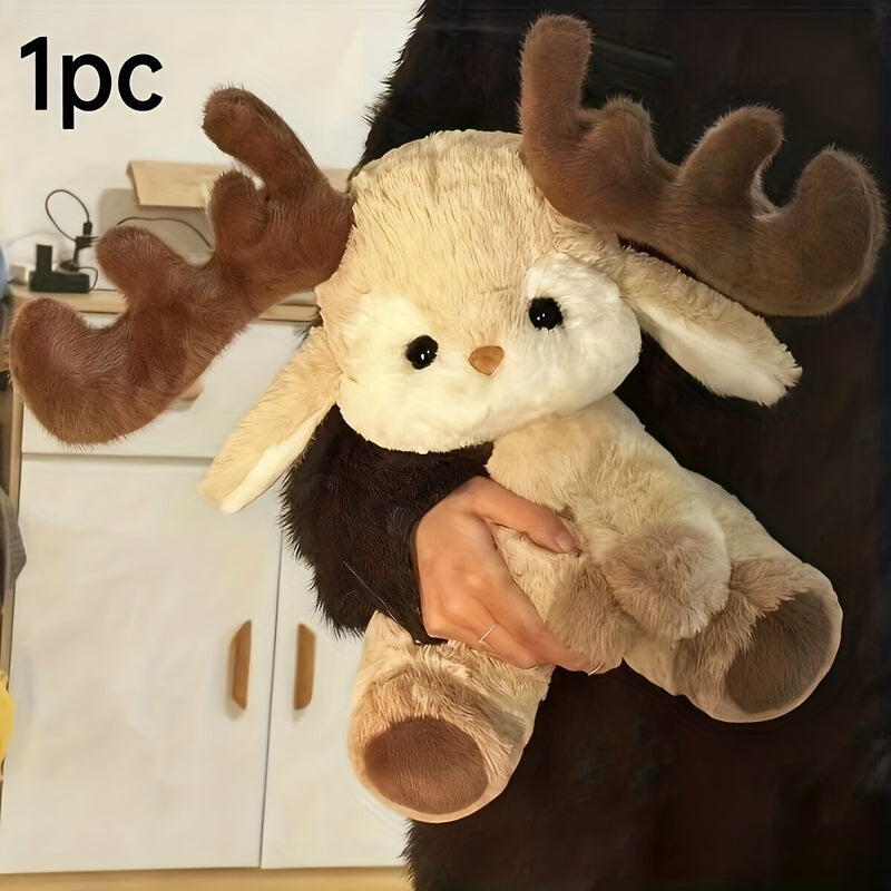 1pc 35CM/13.78IN Cute Brown Little Deer/Fawn Soft Plush Toy, Suitable As a Birthday Gift for a Girlfriend Or, a Companion Pillow, Christmas Gift, Graduation/Valentine'S Day Gift, Couple'S Gift That Conveys Affection, Home Dec