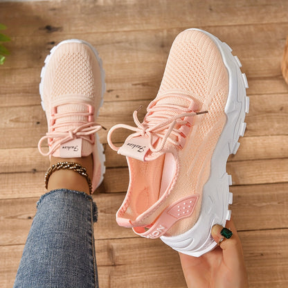 Կանացի առօրյա սպորտային կոշիկներ՝ շնչող գործվածքից վերնամասով, ռետինե ներբանով, ցածր գագաթով, պարզ մատով, բոլոր եղանակների հարմարավետ կոշիկներ, առօրյա հագուստ | Ժամանակակից առօրյա ոճ | Շնչող գործվածքից սպորտային կոշիկներ