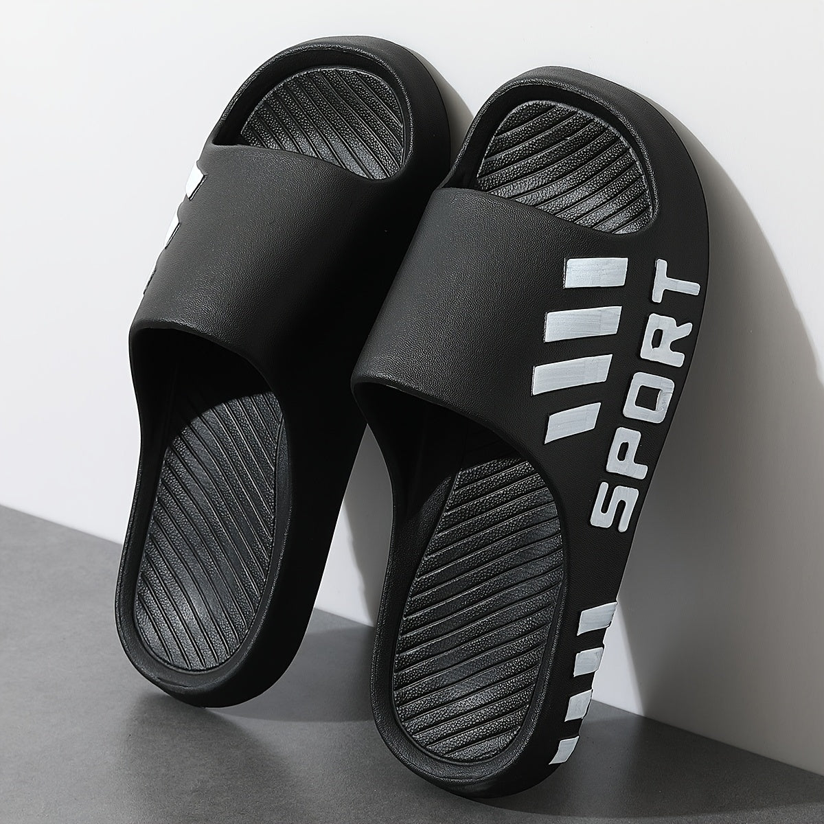 Men's stylish sports flip-flops, indoor non-slip couple slippers, casual and comfortable EVA material slippers, available in large sizes 48-49 - ayq
