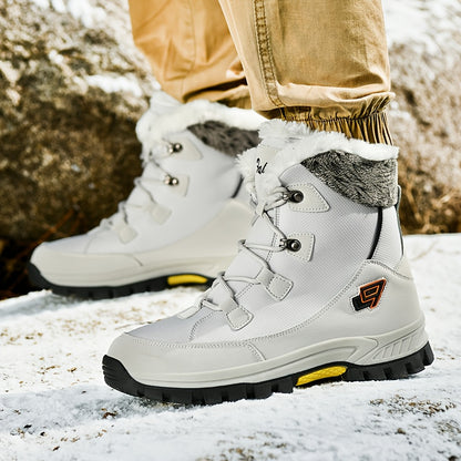 Men's & Women's Winter Snow Boots with Plush Lining & Slip-Resistant Rubber Sole - High-Ankle Lace-Up PU Shell, Insulated Cold-Weather Traction for Hiking, Hunting, Outdoor Activities - Unisex Heavy-Duty Round-Toe Boots for M