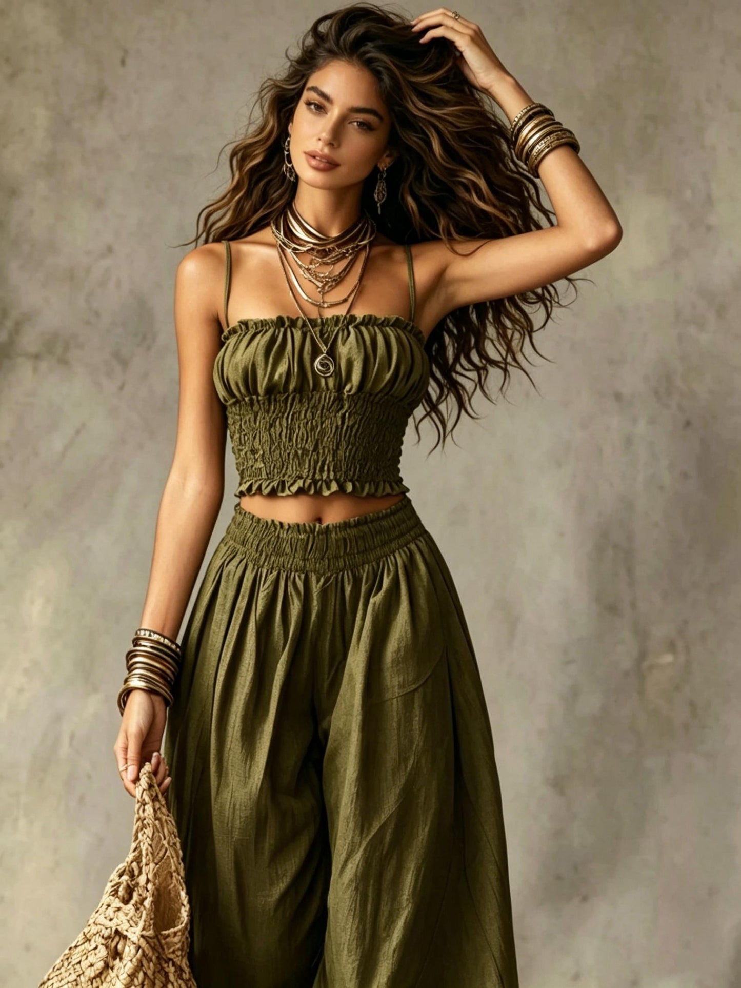 Women's Elegant Bustier Cami & Lantern Pants Set