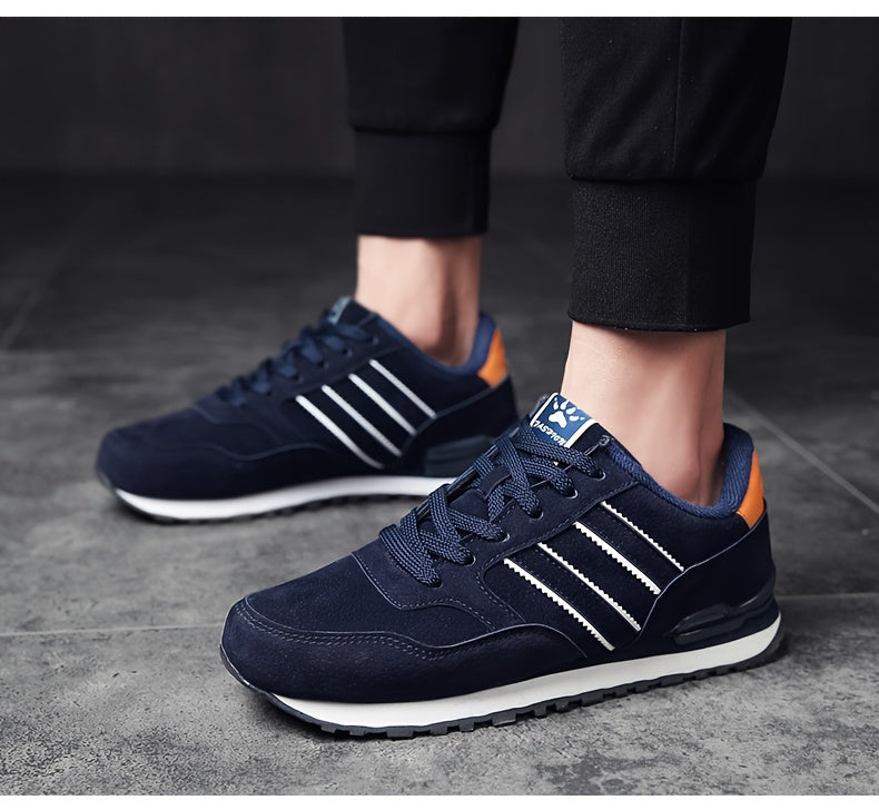Men's Trendy Solid Old School Style Sneakers, Comfy Non Slip Casual Lace Up Shoes For Men's Outdoor Activities