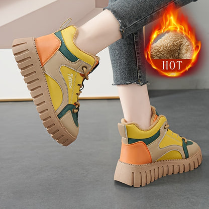 Կանացի ձմեռային ջերմային ձնագնացքներ, բրդյա երեսպատմամբ, բարձրացնող հարթակով, հաստ ներբանով, հարմարավետ, կապերով, միջին բարձրության խողովակաձև ճտքակոշիկներ: