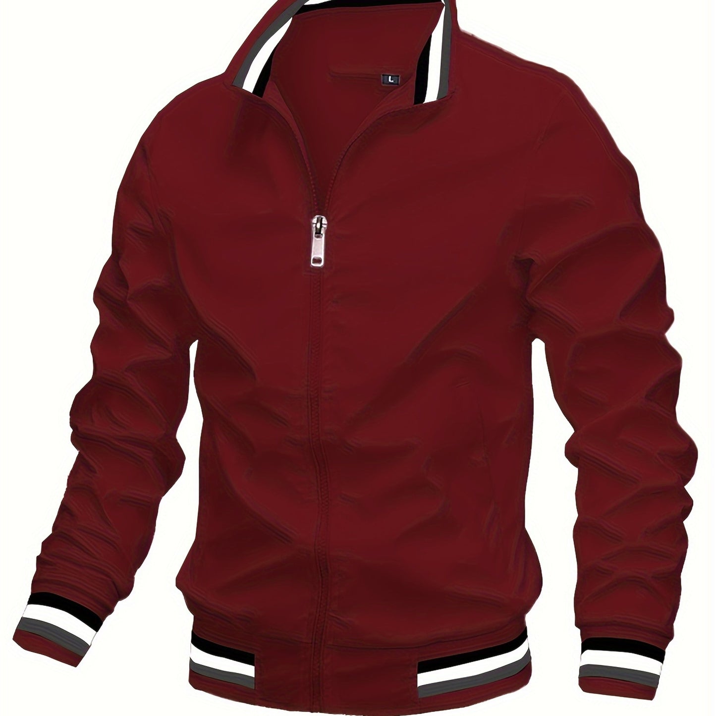 Տղամարդու վինտաժային ոճի հիփ-հոփ բեյսբոլի բաճկոն - Առօրյա սպորտային վերնազգեստ՝ կանգնած օձիքով, կայծակաճարմանդով, պոլիեսթերից - իդեալական է աշուն/ձմեռ համար