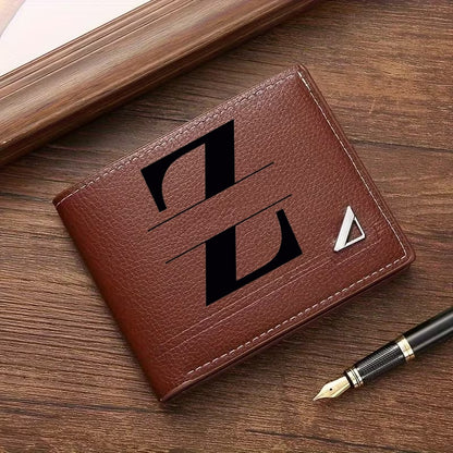 Custom Letter Solid Color Men's Wallet, Black Stylish Foldable Card Holder, Casual Men's Coin Purse, Suitable as a Birthday Gift for Husband, Holiday Anniversary Gift