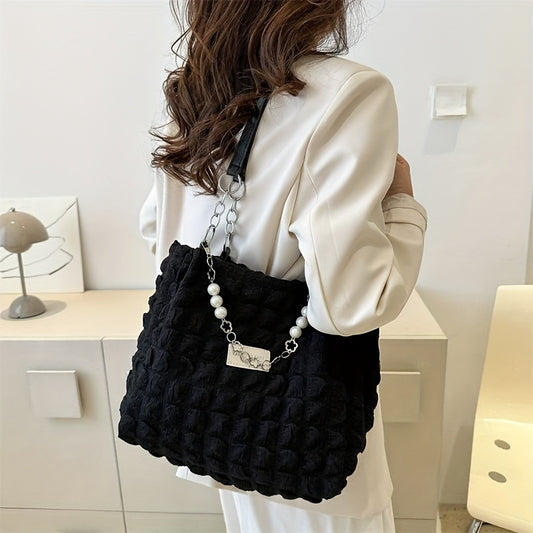 Ամառային թարմ և քաղցր ծալքավոր փուչիկների տեսքով ուսի պայուսակ, մեծ տարողությամբ զբոսանքների և աշխատանքի համար, նորաձև կանացի փափուկ ձեռքի պայուսակ, հասանելի է 4 գույներով