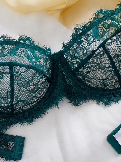 Sexy Lace Eyelash Strappy Lingerie Set for Women