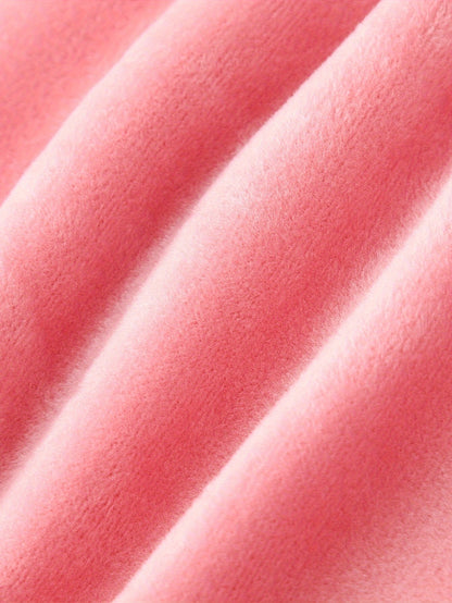 Girls' Thickened Fleece-Lined Hooded Zip-Up Jacket & Jogger Pants Set - Cozy Two-Piece Outfit with "NUS" Letter Print, Long Sleeves, and Drawstring Waist, for Outdoor, And Casual Wear, Winter Clothing, Playful Design, Soft Fa