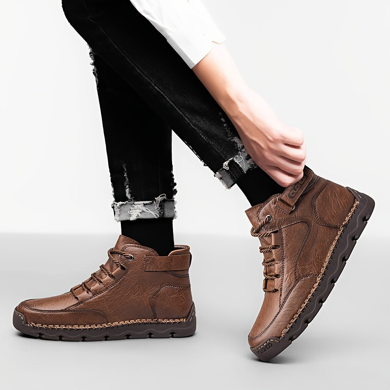 Men's Business Casual High-Top Boots with Rubber Sole
