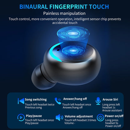 In-Ear TWS Wireless Earbuds with 9D HiFi Stereo Sound, HD Mic, Voice Call, Touch Control, LED Display Charge Case, 800mAh USB Rechargeable Lithium Battery for Gaming - Non, Tangle-Free Cable Included