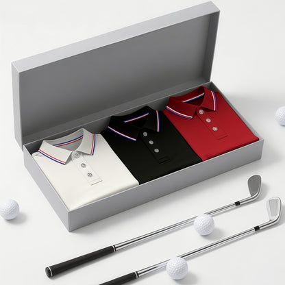 3pcs Men's Fashion Business Short-Sleeve Shirts, Collar Design, Simple and Elegant, Enhances Silhouette and Leg Length, Lightweight and Comfortable Knitted Polyester Fabric, Breathable and Skin-Friendly, Packaged in Bags (No - ayq