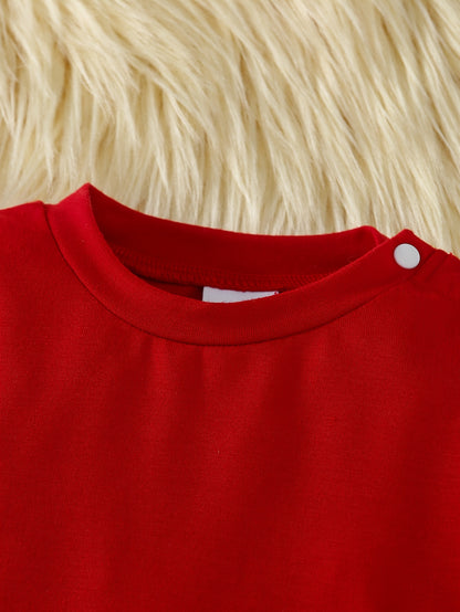 3 հատ աղջիկների ձմեռային տաբատների հավաքածու՝ երկար թևքերով բոդիով, կարմիր ժապավենով զարդարված կայծակաճարմանդով վերնաշապիկով + առօրյա առաձգական գոտկատեղով տաբատ, զբոսանքի համար