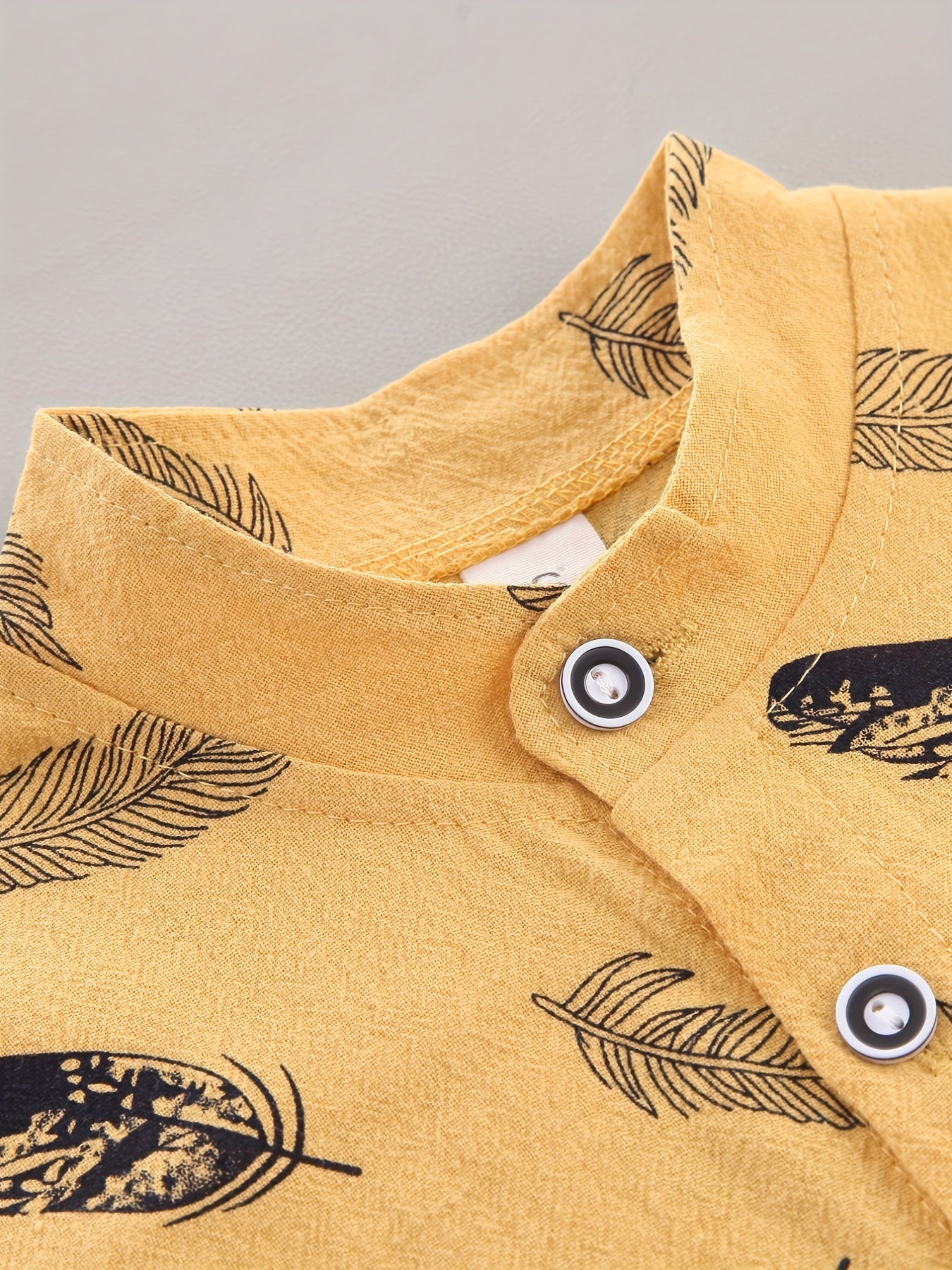 Baby Boys Cotton Feather Print Short Sleeve Shirt & Shorts Set