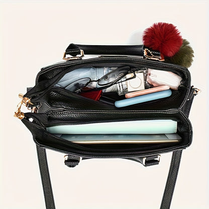 Էլեգանտ մեծ տարողությամբ նորաձև ձեռքի պայուսակ |, Միագույն, կայծակաճարմանդով փակվող, աստառ, եզրագծված