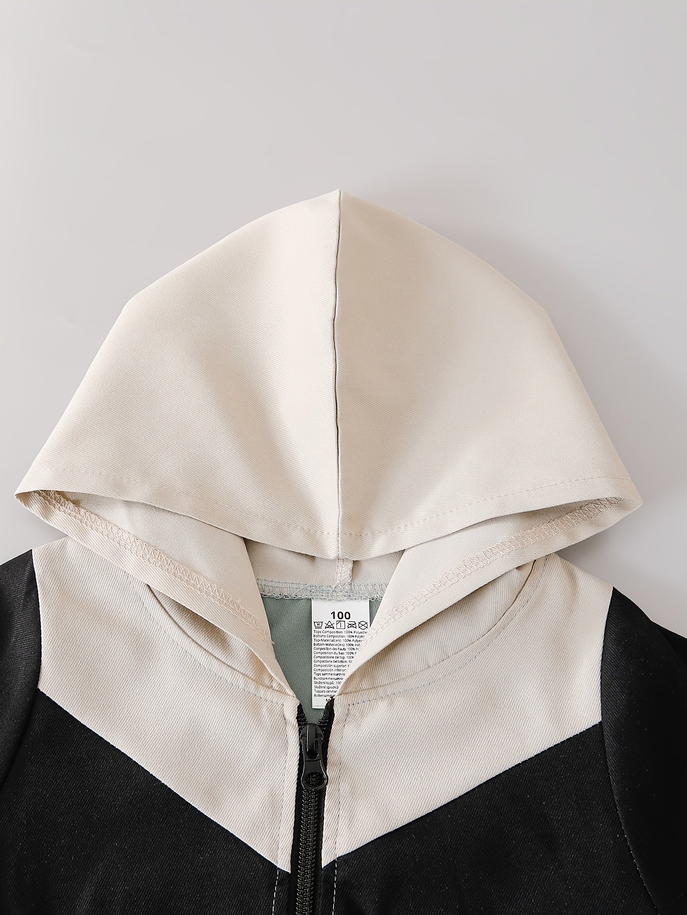 Boys' Casual Color-Block Hooded Jacket and Pants Set