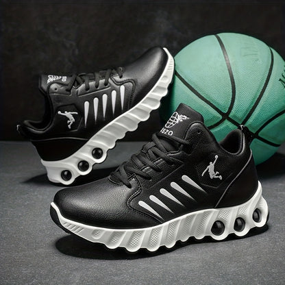 Men's All-Season Basketball Sneakers with Non-Slip Rubber Sole & All-Terrain Grip - Low-Top Lace-Up Shoes for Court, Casual Wear - Durable Synthetic & Cushioned (Year-Round) - ayq