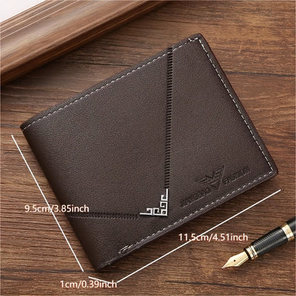 Men's Wallet Short Money Clip, Fashion Multi-card Lychee Pattern Horizontal Splicing PU Leather Clip Christmas Gift