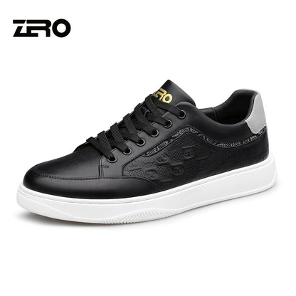 Men's White Cowhide Leather Sneakers Lightweight Casual Style