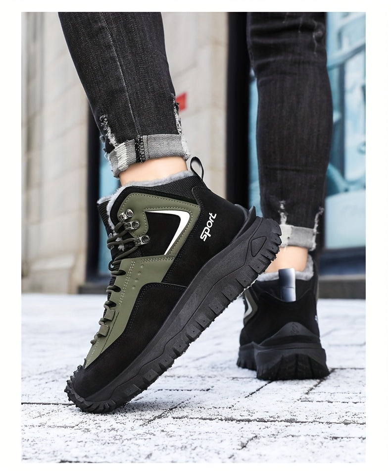 Men's Outdoor Hiking Shoes - Multi-Terrain Breathable Athletic Sneakers for Gym Training, High Elasticity Support & Anti-Slip Design, Lightweight and Warm Snow Sports Footwear