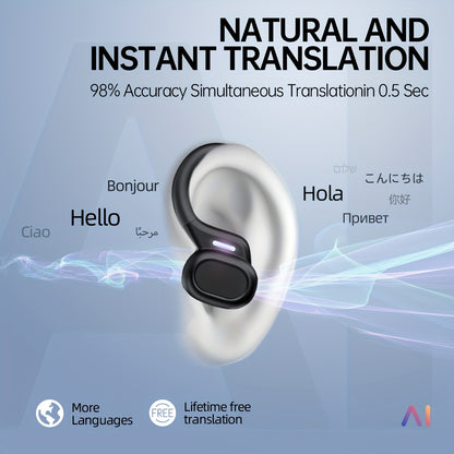 LIFEBEE Real-Time Multi-Language Translation TWS Sports Earbuds, True Wireless Ear Hook Headphones with Microphone, Wireless Connectivity, Volume Control, USB Rechargeable - Ideal for Workout & Daily Use, Wireless Earbuds