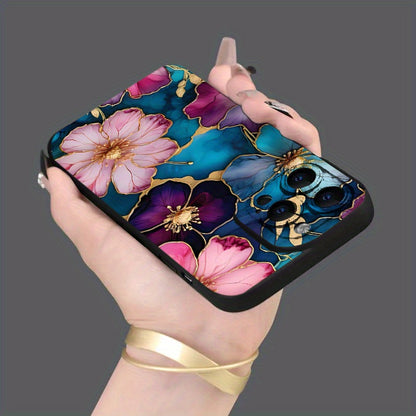 1 հատ Նոր Creative Fashion Glass Flower Design բջջային հեռախոսի պատյան, հարմար է iPhone 16 15 14 13 12 11 X Pro Max Plus Mini բջջային հեռախոսի պատյան, ամբողջական ոսպնյակի պաշտպանություն TPU փափուկ բջջային հեռախոսի պատյան