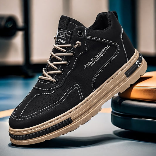 Men'S Vintage Casual Sports Sneakers, Soft Faux, Low Top PU Upper, Fabric Lining, PVC Sole, Cloth Insole, Round Toe, with Solid & Striped Patterns, for Hiking, Outdoor Activities, and Daily Wear, All-Season Footwear