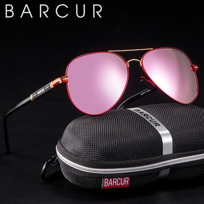 BARCUR Men’s Polarized Pilot Sunglasses Stainless Steel Frame