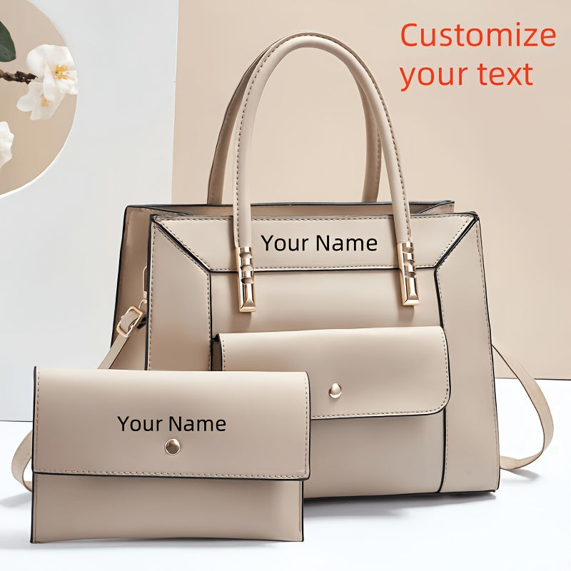 Elegant PU Leather Mother-Daughter Bag Set with Adjustable Strap
