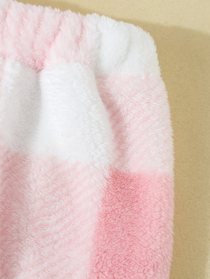 3 հատ փափուկ հավաքածու՝ աղջկա վանդակավոր թեդի բաճկոն + երկար թևքով վերնաշապիկ + թեդի տաբատ, աղջիկների համար նախատեսված ձմեռային/աշնանային հագուստ, նվեր