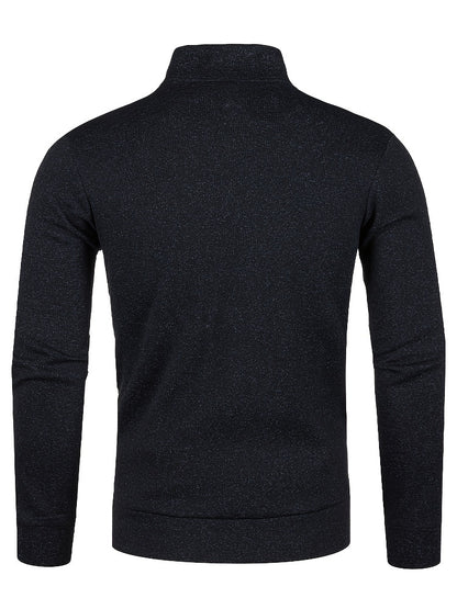 Men's Knitted Cardigan Jacket, Autumn Winter Casual Stand Collar Full Zip Coat, Long Sleeve Regular Fit Jacket