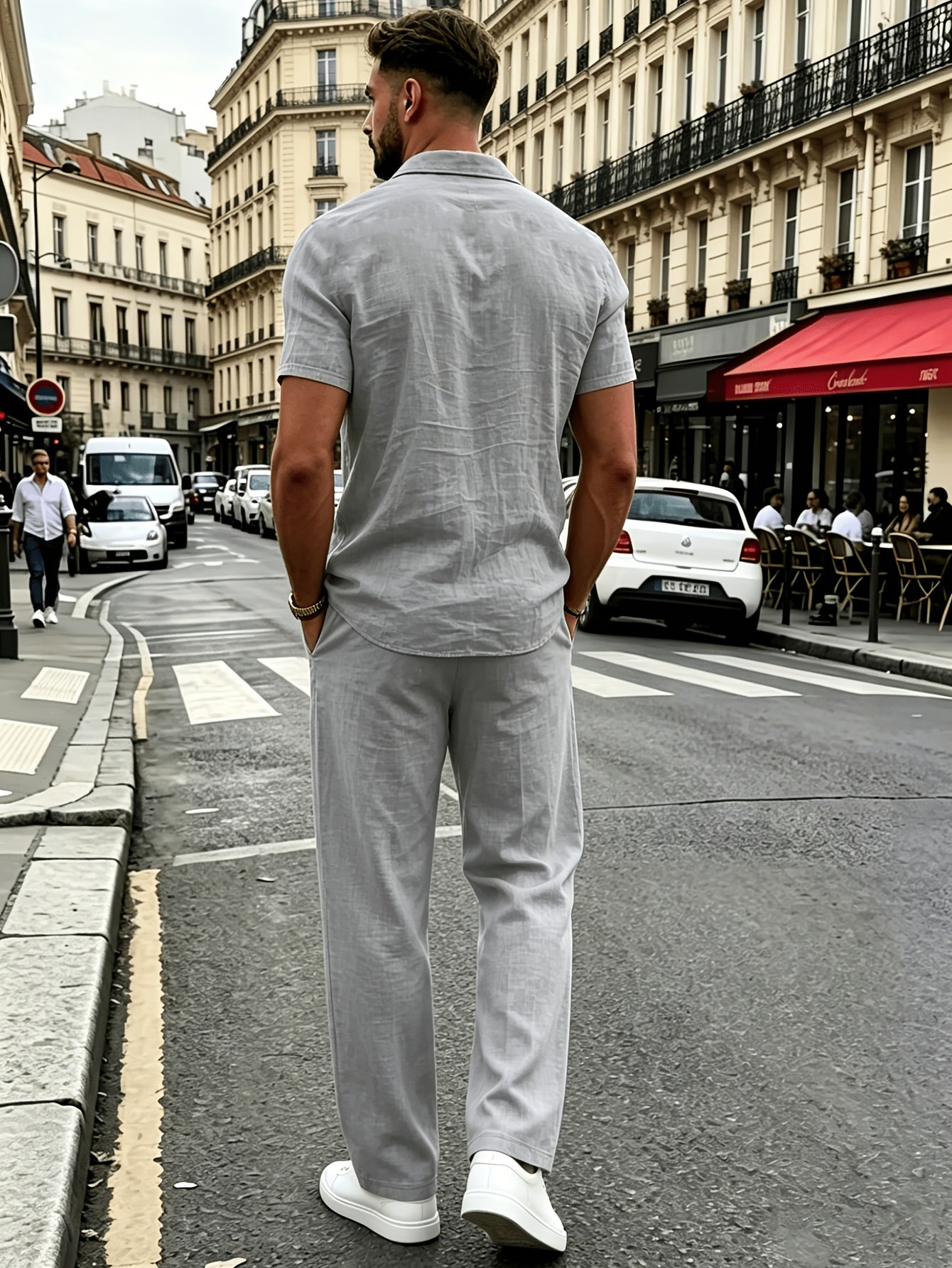 Men's Casual Linen Shirt and Pants Set for Summer Comfort