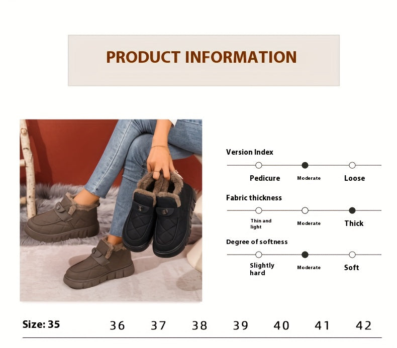 Աշուն-ձմեռ Փափուկ ծածկով Տաք Ձմեռային Կոշիկներ, Բազմաֆունկցիոնալ Դրսի Կոշիկներ Բլոկային Կրունկով, Հարմարավետ Կլոր Ծայրով Պատահական Ամենօրյա Օգտագործման և Ցուրտ Եղանակին Լեռնագնացության Համար